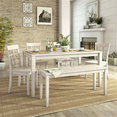 Lexington 6-Piece Dining Set with 60" Dining Table, Bench and 4 Window ...