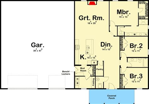 One-Story Post Frame Home Plan with Large Covered Entry - 62811DJ | Architectural Designs ...