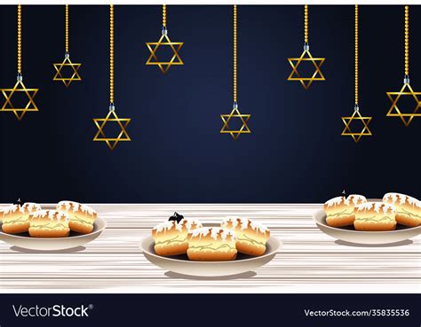 Happy hanukkah celebration with sweet donuts Vector Image