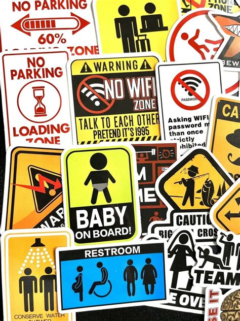 50pcs Funny Warning Sign Sticker Pack Decorate Home Art Room | Etsy