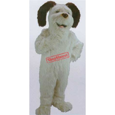 White Shaggy Dog Mascot Costume