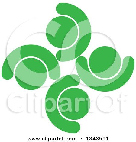 Clipart of a Teamwork Unity Circle of Green People Cheering or Dancing - Royalty Free Vector ...