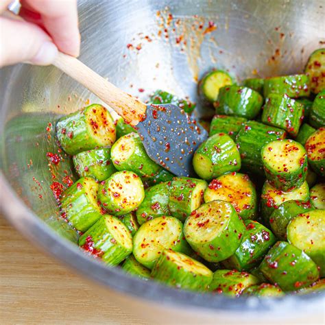A quick Korean cucumber kimchi recipe that’s spicy, sweet and ... Korean Cucumber, Cucumber ...