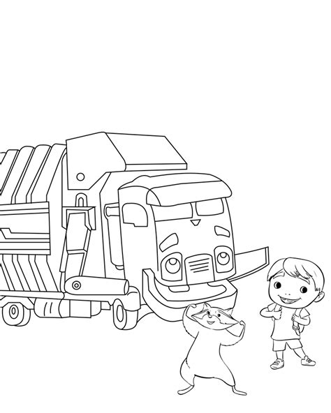 Trash Truck TV Show Toy Coloring Sheet for Kids