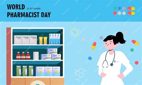 Premium Vector | World pharmacist day. doctor and pills logo concept