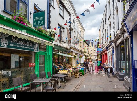 Shops and restaurants on Church Street in the town centre, Monmouth ...