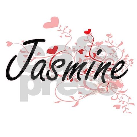 Jasmine Artistic Name Design with Hearts Rectangle Magnet Jasmine Artistic Name Design with ...