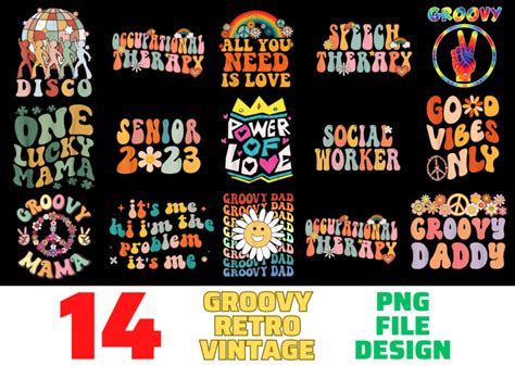 14 Groovy Retro Vintage shirt Designs Bundle For Commercial Use, Groovy Retro Vintage T-shirt ...