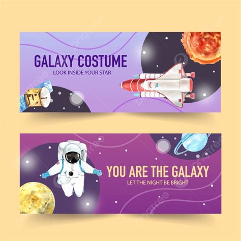 Banner Template With Galaxy Concept Design Watercolor Illustration Template Download on Pngtree