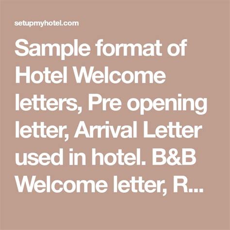 Welcome Letter for hotel guests - Download Sample Formats