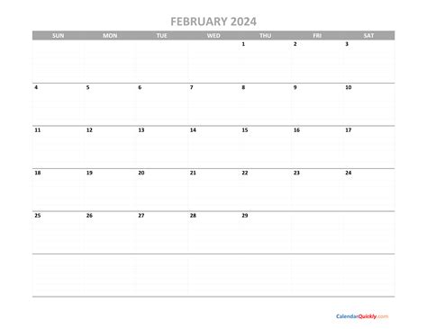 February Calendar 2024 Printable | Calendar Quickly