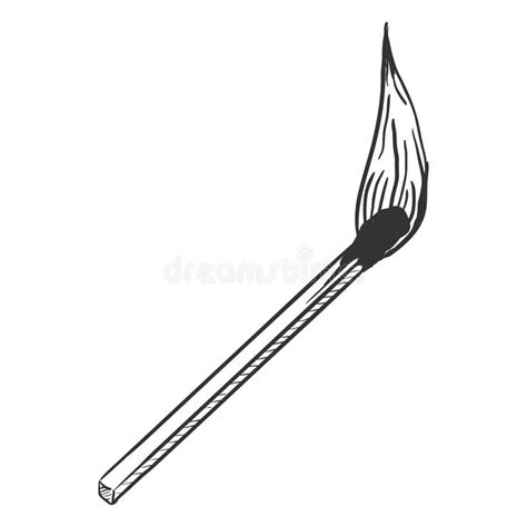 Vector Single Sketch Burning Matchstick Stock Vector - Illustration of ...