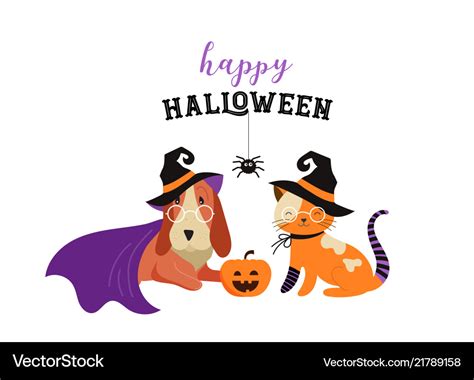 Happy halloween - cats and dogs in monsters Vector Image