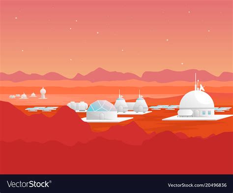 Cartoon mars colonization card poster Royalty Free Vector