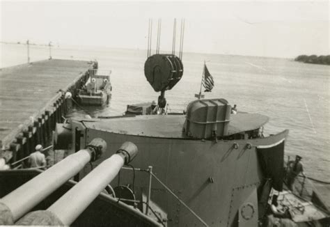 View looking aft on an Allen M. Sumner or Gearing-class destroyer showing repairs being carried ...