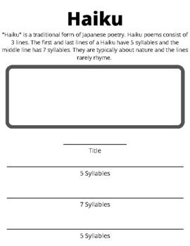 Haiku Poem Template by Karlie Laney | TPT