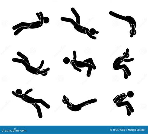 Falling Stick Figures Animation Sprite Isolated On White Background ...