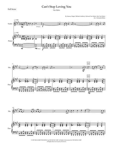 Can't Stop Loving You (arr. Fernando Britto) by Van Halen Sheet Music ...