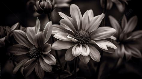 Flowers Black And White Photos Background, Monochrome Picture ...