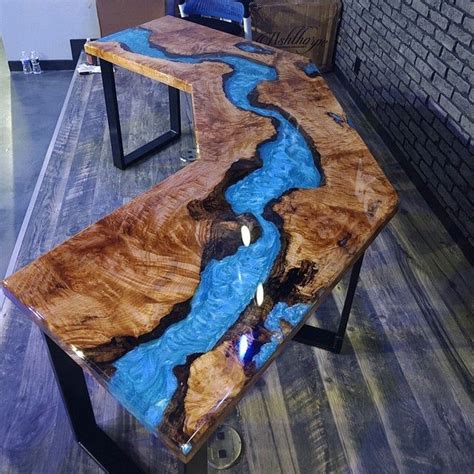 Turquoise resin river dining table in 2020 | Epoxy wood table, Resin ...