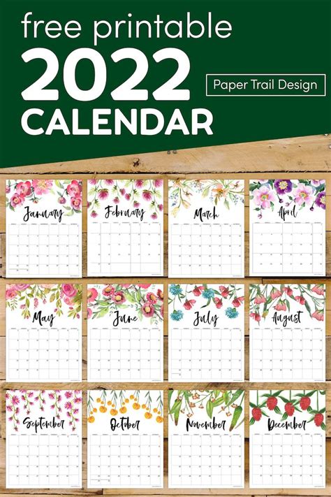 Use our 2022 floral calendar printable pages to create a DIY planner ...