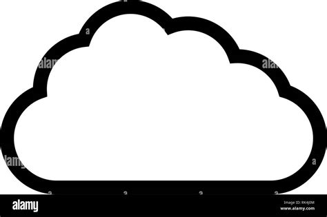 Cloud symbol icon - black simple outline, isolated - vector ...