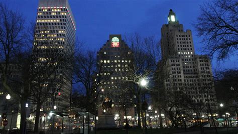 A winter night's tour of the Providence skyline