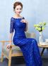 Mermaid Evening Dress Royal Blue Lace Prom Dress Off The Shoulder Half ...