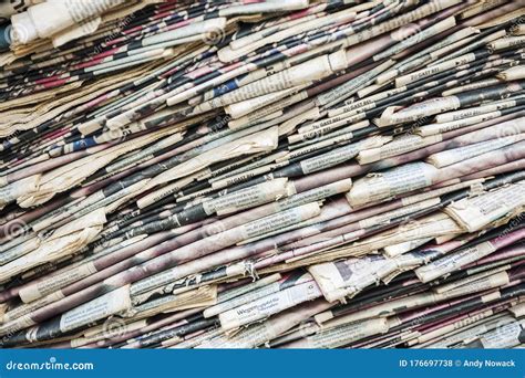 Stacked Newspapers Diagonal Outdoor Recycling Stock Photo - Image of aged, folded: 176697738