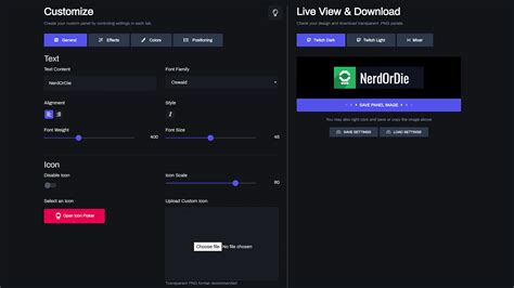 Custom Twitch Panel Maker - Nerd or Die