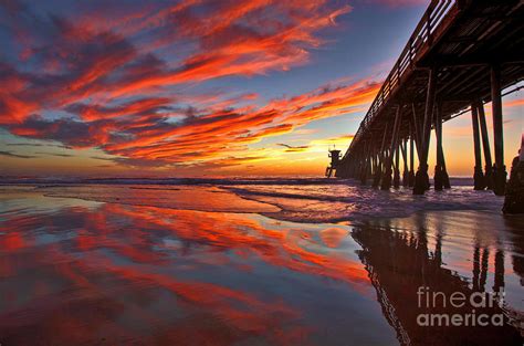 Sunset Reflections At The Imperial Beach Pier Photograph by Sam Antonio ...