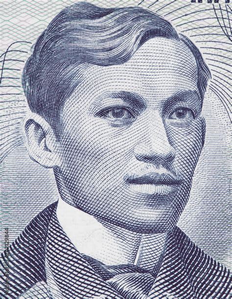 Jose Rizal portrait on Philippine peso extreme macro. Face of Jose ...