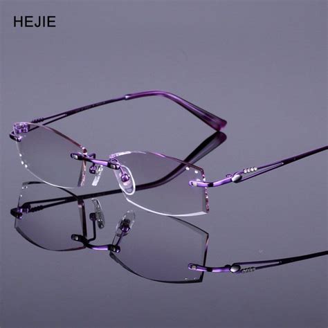 Elegant Woman Pure Titanium Rimless Eyeglasses Frames Brand Myopia ...