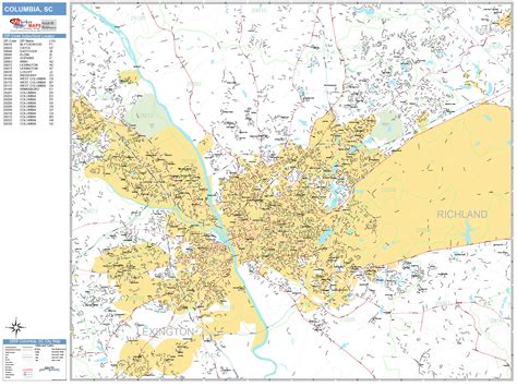 Columbia South Carolina Wall Map (Basic Style) by MarketMAPS - MapSales