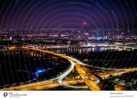 Vienna skyline at night vm Donauturm - a Royalty Free Stock Photo from Photocase