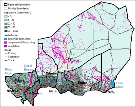 Geography of Niger. Map illustrating distribution of people and ...