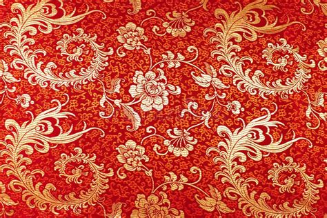 Red silk with floral pattern. Red chinese silk with floral pattern , # ...