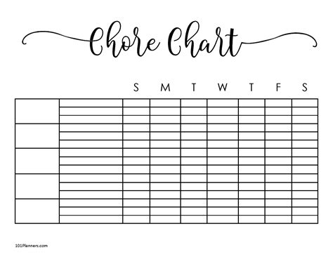 FREE chore chart template | 101 Different Designs