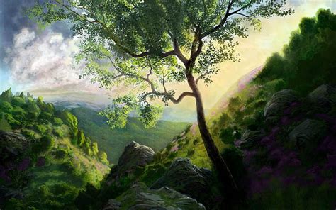 Mountain scenery-Amazing Artistic Painting, HD wallpaper | Peakpx