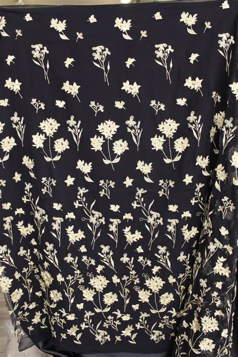 Black and Gold chiffon floral fabric #20696 - Design My Fabric