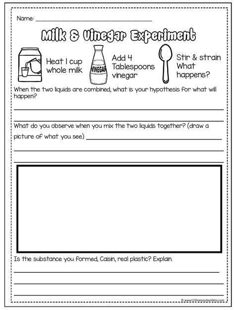 Milk and Vinegar Plastic Science Experiment (with free printable worksheet)