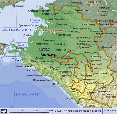 Map of Krasnodar Krai. Maps of Russia regions — Planetolog.com