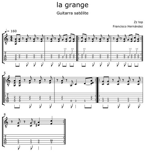 la grange - Sheet music for Guitar Crunch