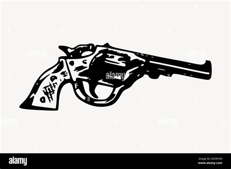 Pistol gun drawing, vintage weapon illustration vector Stock Vector Image & Art - Alamy