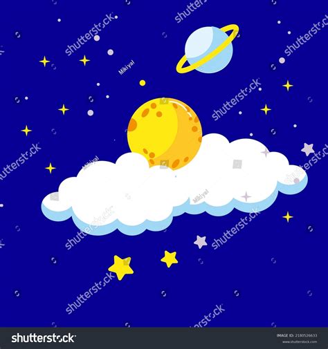 Cartoon Full Moon Clouds Sky Vector Stock Vector (Royalty Free ...