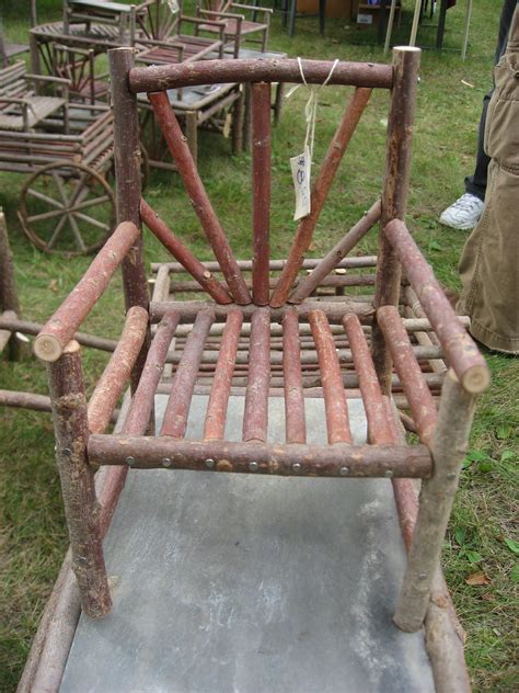 Red Willow Twig or Stick Doll Furniture Chair by goodbyeantiques