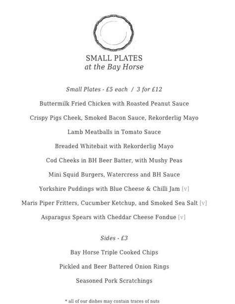 Small plates menu