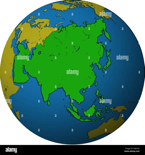 asia territory on map of globe (orthographic projection Stock Photo - Alamy