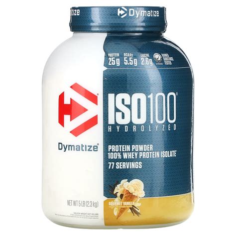 Dymatize, ISO100 Hydrolyzed, 100% Whey Protein Isolate, Gourmet Vanilla, 5 lb (2.3 kg)