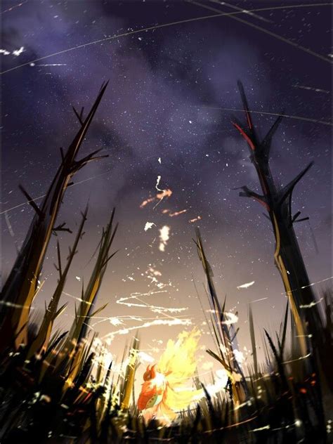 an image of the night sky and some tall grass